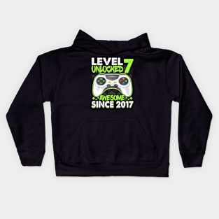 7 Year Old Video Awesome Since 2017 7th Birthday Kids Hoodie